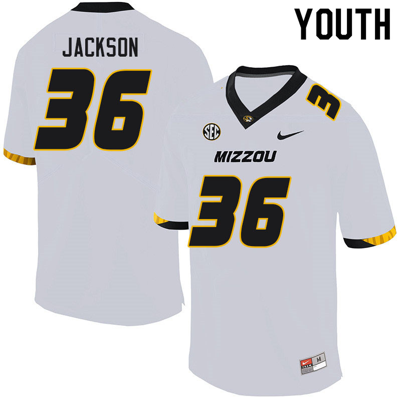 Youth #36 DJ Jackson Missouri Tigers College Football Jerseys Sale-White - Click Image to Close